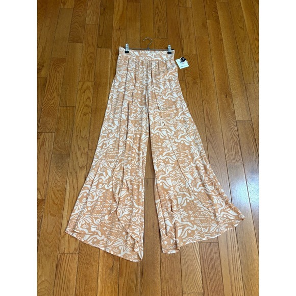 O'Neill Roam Slow Tymea Pant S beach Peach Tropical Print Wide Leg Cover Up NWT - Picture 1 of 11